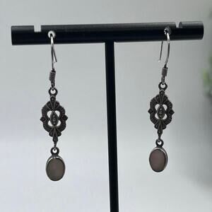 Boma Signed Sterling Silver Pink Mother‎ of Pearl Filigree Dangle Earrings